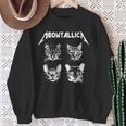 Meowtallica ブラック ホワイト 面白い パロディバンド 猫 子猫 恋人 長袖tシャツ スウェットシャツ 年配の女性への贈り物