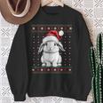 Ugly Christmas Sweater Rabbit Lover Santa Hat Holiday Sweatshirt Gifts for Old Women