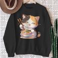 わがまま猫 ねこ ラーメン好き かわいい おもしろ マンガ 長袖tシャツ スウェットシャツ 年配の女性への贈り物