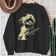 ギターロッカー ギタリスト 動物 パンク グランジ犬とマルチーズ スウェットシャツ 年配の女性への贈り物
