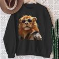 サングラスをかけたライオン 動物大好きライオン かわいいライオン スウェットシャツ 年配の女性への贈り物