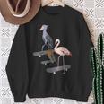 ハシビロコウ フラミンゴ スケートボード 鳥 動物 図 バードウォッチング 贈り物 鳥類学者 生物学者 自然科学 スウェットシャツ 年配の女性への贈り物