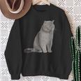 ブリティッシュショートヘアの猫 長袖tシャツ スウェットシャツ 年配の女性への贈り物