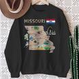 ミズーリ州のランドマーク、主要都市、道路、旗の地図 スウェットシャツ 年配の女性への贈り物