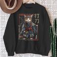 レトロな侍猫 戦士の猫 長袖tシャツ スウェットシャツ 年配の女性への贈り物