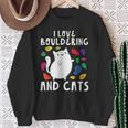 ロッククライミングホールズ クライマー キュート I Love ボルダリングと猫 スウェットシャツ 年配の女性への贈り物