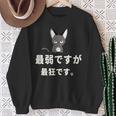 面白い 猫 文字入り 「最弱ですが最狂です。」おもしろギャグ-ジョーク 漢字 最弱ですが最狂です。 スウェットシャツ 年配の女性への贈り物