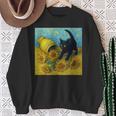 面白いゴッホのひまわり、猫のミーム、黒猫のアート。 長袖tシャツ スウェットシャツ 年配の女性への贈り物