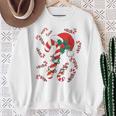 Red And White Candy Cane Santa Christmas Xmas Lights Sweatshirt Gifts for Old Women