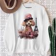 かわいい フランス パリ エッフェル塔 トイプードル パリジャンプードル 長袖tシャツ スウェットシャツ 年配の女性への贈り物