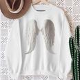 背面にリアルな白い天使の羽。 スウェットシャツ 年配の女性への贈り物