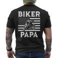 Biker Papa Us Flag Motorcycle Patriot Dad Daddy Grandpa Men Men's T-shirt Back Print