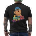 Capybara Riding Train Cute Kawaii Cartoon Rail Adventure メンズTシャツ バックプリント