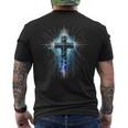 Christian Cross Punk Art Style Distressed Crown Of Thorns Men's Back Print T-Shirt