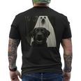 Halloween Selfie Black Lab With Bear Ghost Costume Meme Men's T-shirt Back Print