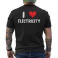 I Love Electricity ハート 電気技師ユーティリティ電気 メンズTシャツ バックプリント