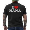 I Love Hana 私は愛する Hana メンズTシャツ バックプリント