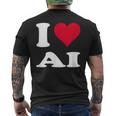Red Heart I Love Ai メンズTシャツ バックプリント