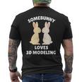 Somebunny Loves 3D Modeling Cute Easter Bunny Enthusiast Men's Back Print T-Shirt