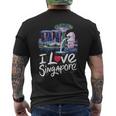 「I Loveingapore Citykyline」とマーライオンのデザイン。 メンズTシャツ バックプリント