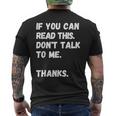 これを読めたら私に話しかけないでください-面白い人が嫌い メンズTシャツ バックプリント