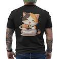 わがまま猫 寿司ねこ ラーメン好き かわいい おもしろ マンガ メンズTシャツ バックプリント