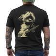 ギターロッカー ギタリスト 動物 パンク グランジ犬とマルチーズ メンズTシャツ バックプリント