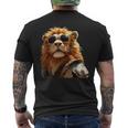 サングラスをかけたライオン 動物大好きライオン かわいいライオン メンズTシャツ バックプリント