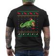 サンタ T-Rex 食べるトナカイ恐竜 アグリークリスマスセーター メンズTシャツ バックプリント