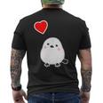 シマエナガ『ハート』白い鳥【どうぶつフレンズ】動物 ゆるくて かわいい メンズTシャツ バックプリント