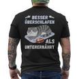 スリープシャツ猫、面白い、ドイツ語で メンズTシャツ バックプリント