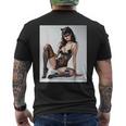 セクシーガールグラフィックtシャツ-猫マスクv2のセクシーなピンナップガール メンズTシャツ バックプリント