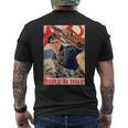 ソビエト・プロパガンダ オンワード・トゥ・ザ・ウェスト 第二次世界大戦 ヴィンテージポスター メンズTシャツ バックプリント