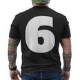タイポグラフィ 太字表示 6番 数字 6 メンズTシャツ バックプリント