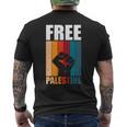 パレスチナ人のためのフリーパレスチナのレトロなビンテージデザイン 長袖tシャツ メンズTシャツ バックプリント