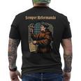 マルティン・ルター宗教改革 ゼンパー・レフォルマンダ・クリスチャン メンズTシャツ バックプリント