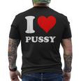 レッドハート I Love Pussy メンズTシャツ バックプリント