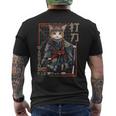 レトロな侍猫 戦士の猫 長袖tシャツ メンズTシャツ バックプリント