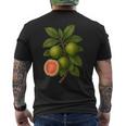 ヴィンテージ ボタニカル グアバ 自然 フルーツ アートプリント メンズTシャツ バックプリント
