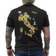 手描きのイタリア地図 観光地 メンズTシャツ バックプリント