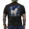 星月夜の犬 ヴァン・ゴッホ サモエド メンズTシャツ バックプリント