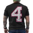 番号 4 ピンクのお気に入りの番号 メンズTシャツ バックプリント