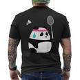 疲れきったバドミントンパンダ 面白いかわいいシャトルコック動物 メンズTシャツ バックプリント