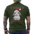 Ugly Christmas Sweater Rabbit Lover Santa Hat Holiday Men's T-shirt Back Print Ugly Christmas Sweater Rabbit Lover Santa Hat Holiday Men's T-shirt Back Print
