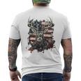 Buck White Tail Deer Hunting Hunter Distressed American Flag Men's T-shirt Back Print