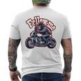 Followmeバイクに乗るゴリラのバックプリントデザイン メンズTシャツ バックプリント