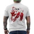 I'm Ok シャツ 血まみれ シャツ 手 血のはね 血 ステンド メンズTシャツ バックプリント