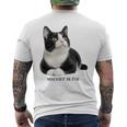 Mischief In Fur 猫写真 ハチワレ猫 黒白猫 猫好き ネタ 猫しもべ 猫飼い 猫依存症 長袖tシャツ メンズTシャツ バックプリント