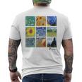 ひまわりと星月夜のゴッホ絵画コラージュ メンズTシャツ バックプリント
