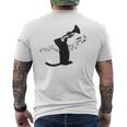 トランペット奏者猫 メンズTシャツ バックプリント